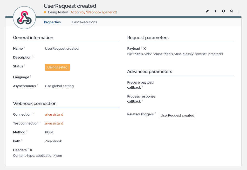 Webhook: ticket created